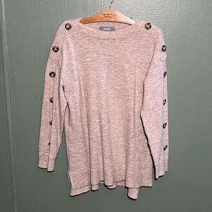 Marled Reunited Clothing Sweater Button Detail Long Sleeve Top